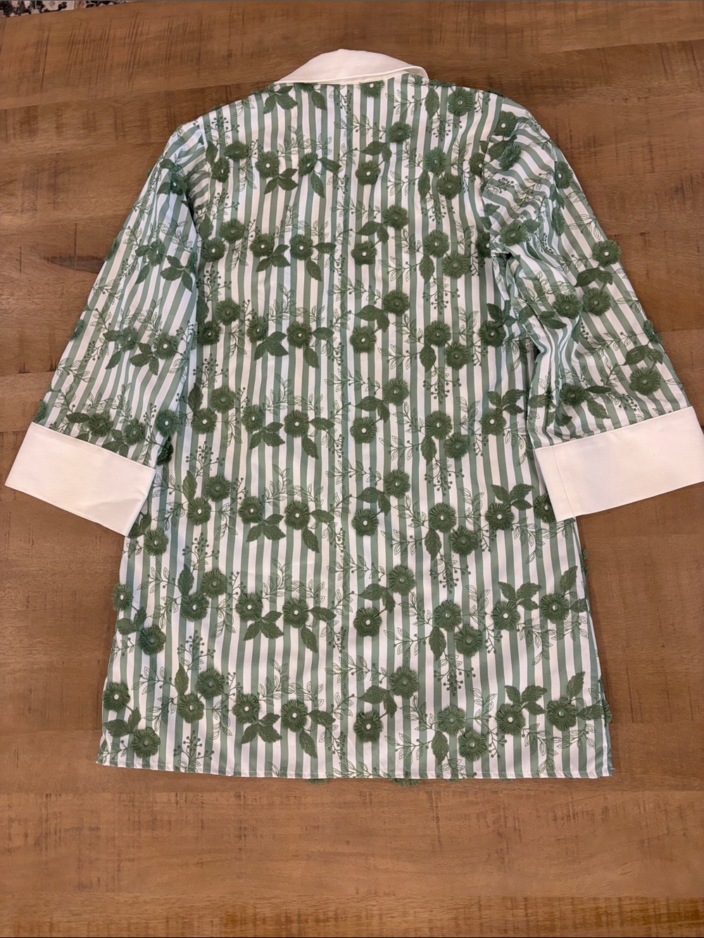 Maude Club CeCe Tunic Dress 3D Flowers Green Stripes Small NWT $152 Preppy Vacay - Picture 9 of 9